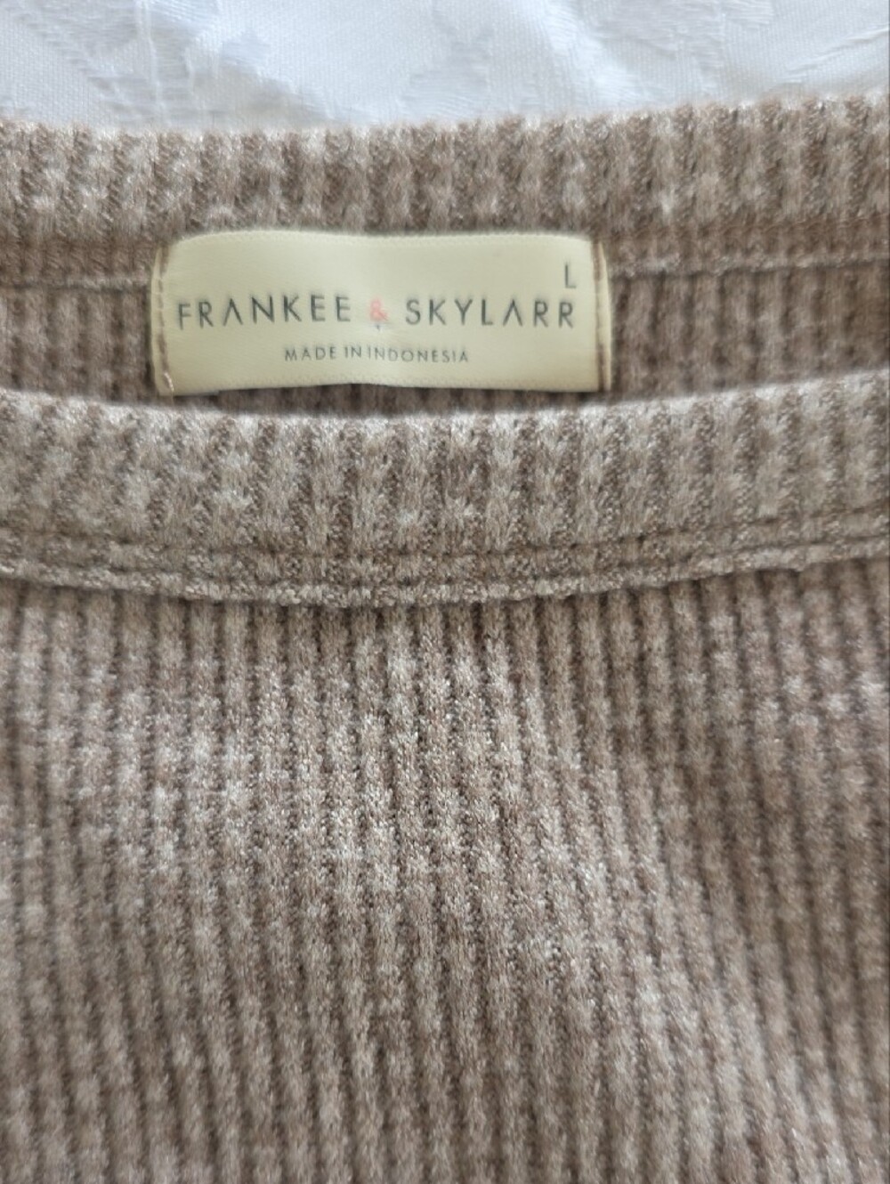 Beige Ribbed Tank Top - Picture 2 of 3